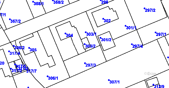 Parcela st. 303/2 v KÚ Karviná-město, Katastrální mapa