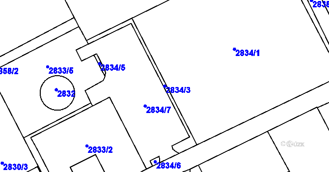 Parcela st. 2834/3 v KÚ Karviná-město, Katastrální mapa