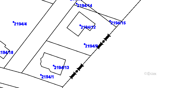 Parcela st. 2194/9 v KÚ Karviná-město, Katastrální mapa