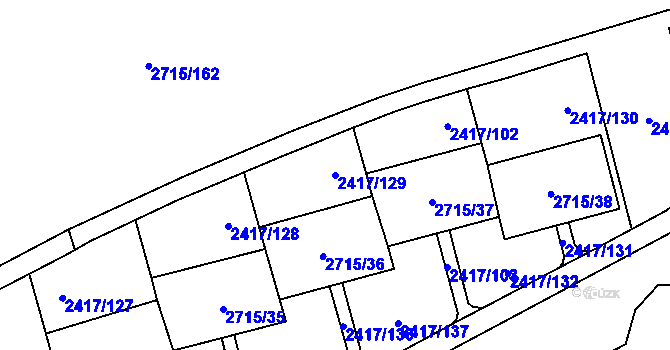 Parcela st. 2417/129 v KÚ Karviná-město, Katastrální mapa