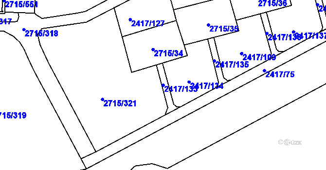 Parcela st. 2417/133 v KÚ Karviná-město, Katastrální mapa