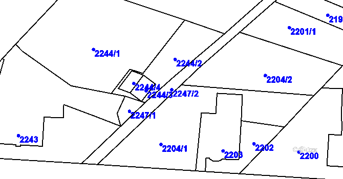 Parcela st. 2247/2 v KÚ Karviná-město, Katastrální mapa