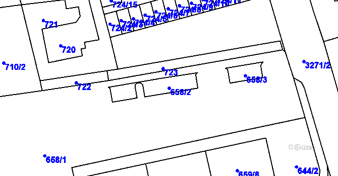 Parcela st. 658/2 v KÚ Karviná-město, Katastrální mapa