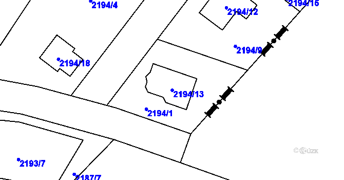 Parcela st. 2194/13 v KÚ Karviná-město, Katastrální mapa