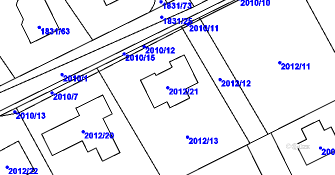 Parcela st. 2012/21 v KÚ Karviná-město, Katastrální mapa