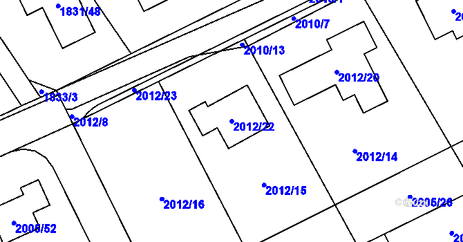 Parcela st. 2012/22 v KÚ Karviná-město, Katastrální mapa