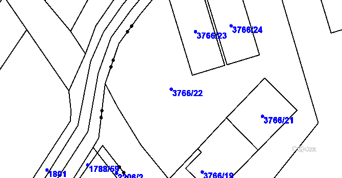 Parcela st. 3766/22 v KÚ Karviná-město, Katastrální mapa