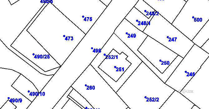 Parcela st. 252/1 v KÚ Karviná-město, Katastrální mapa