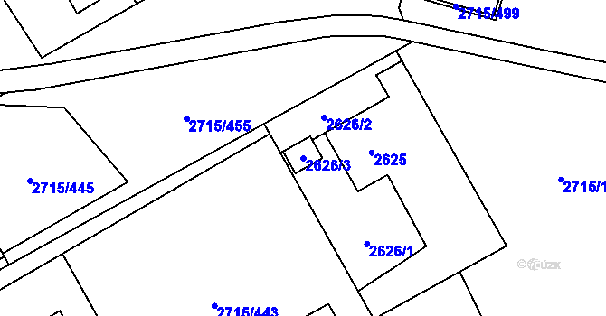 Parcela st. 2626/3 v KÚ Karviná-město, Katastrální mapa
