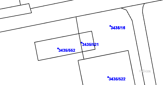 Parcela st. 3435/521 v KÚ Karviná-město, Katastrální mapa