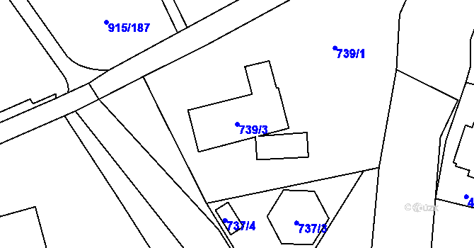 Parcela st. 739/3 v KÚ Karviná-město, Katastrální mapa