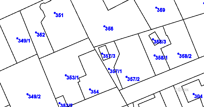 Parcela st. 357/3 v KÚ Karviná-město, Katastrální mapa