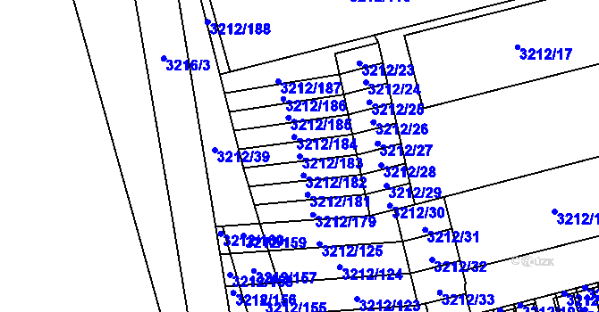 Parcela st. 3212/183 v KÚ Karviná-město, Katastrální mapa