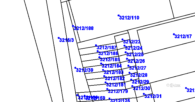 Parcela st. 3212/186 v KÚ Karviná-město, Katastrální mapa
