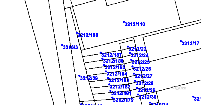 Parcela st. 3212/187 v KÚ Karviná-město, Katastrální mapa