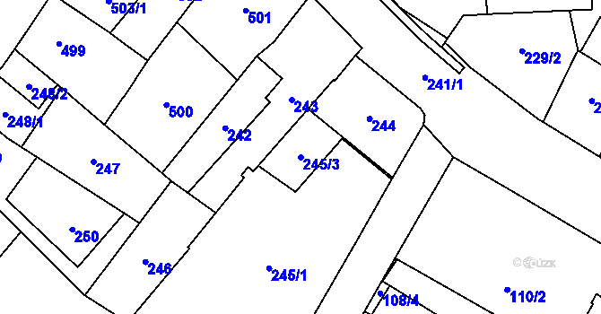 Parcela st. 245/3 v KÚ Karviná-město, Katastrální mapa