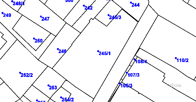 Parcela st. 245/1 v KÚ Karviná-město, Katastrální mapa