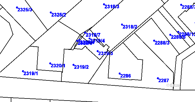 Parcela st. 2319/3 v KÚ Karviná-město, Katastrální mapa