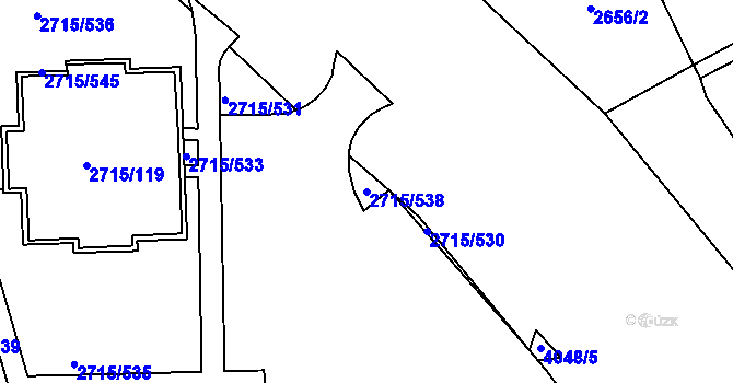 Parcela st. 2715/538 v KÚ Karviná-město, Katastrální mapa