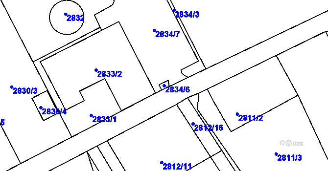 Parcela st. 2834/6 v KÚ Karviná-město, Katastrální mapa