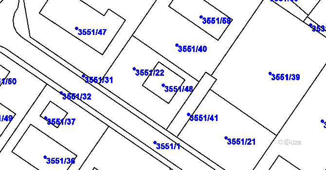 Parcela st. 3551/48 v KÚ Karviná-město, Katastrální mapa