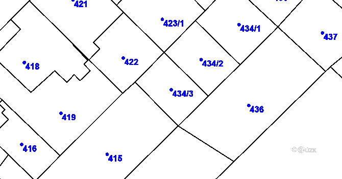 Parcela st. 434/3 v KÚ Karviná-město, Katastrální mapa