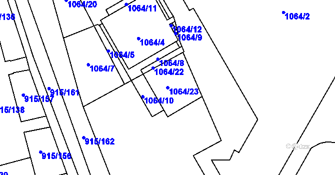 Parcela st. 1064/23 v KÚ Karviná-město, Katastrální mapa