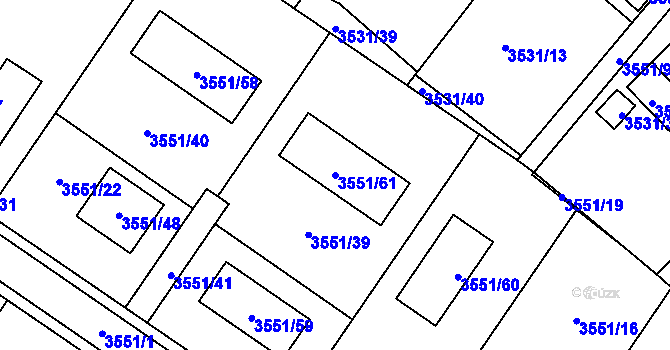 Parcela st. 3551/61 v KÚ Karviná-město, Katastrální mapa