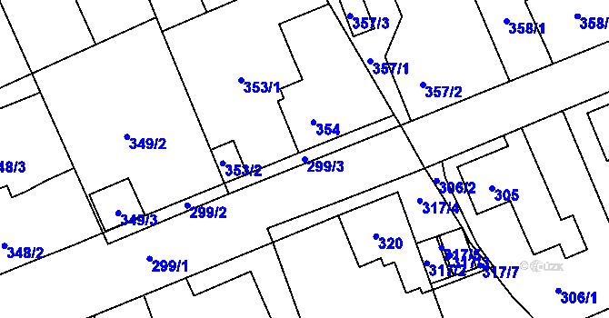 Parcela st. 299/3 v KÚ Karviná-město, Katastrální mapa