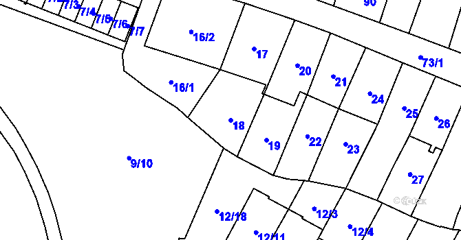 Parcela st. 18 v KÚ Karviná-město, Katastrální mapa