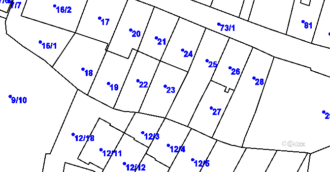 Parcela st. 23 v KÚ Karviná-město, Katastrální mapa