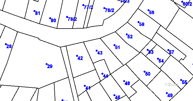 Parcela st. 43 v KÚ Karviná-město, Katastrální mapa