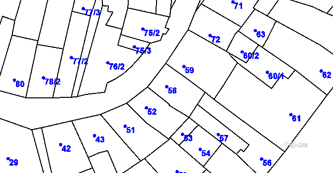 Parcela st. 58 v KÚ Karviná-město, Katastrální mapa