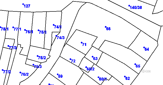 Parcela st. 71 v KÚ Karviná-město, Katastrální mapa