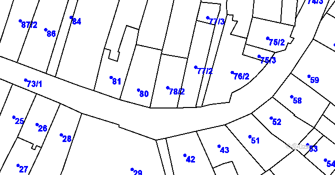 Parcela st. 78/2 v KÚ Karviná-město, Katastrální mapa
