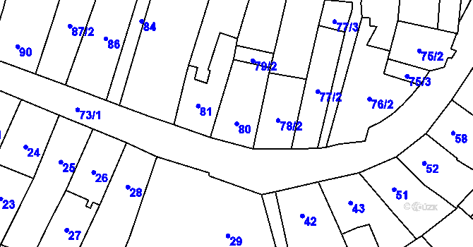 Parcela st. 80 v KÚ Karviná-město, Katastrální mapa