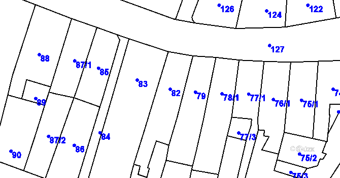 Parcela st. 82 v KÚ Karviná-město, Katastrální mapa