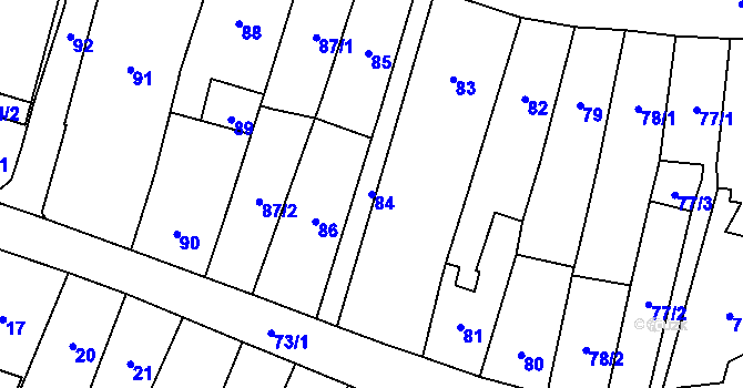 Parcela st. 84 v KÚ Karviná-město, Katastrální mapa