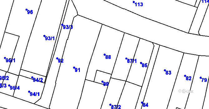 Parcela st. 88 v KÚ Karviná-město, Katastrální mapa