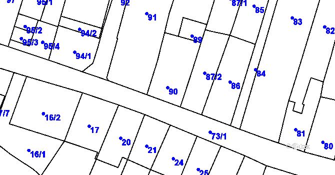 Parcela st. 90 v KÚ Karviná-město, Katastrální mapa