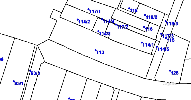 Parcela st. 113 v KÚ Karviná-město, Katastrální mapa