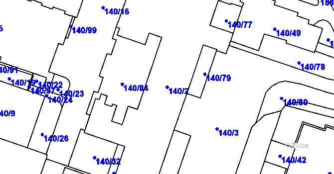 Parcela st. 140/2 v KÚ Karviná-město, Katastrální mapa