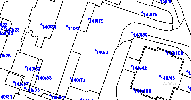 Parcela st. 140/3 v KÚ Karviná-město, Katastrální mapa