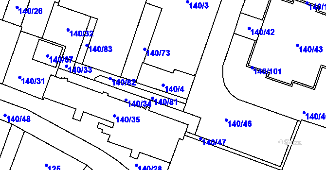 Parcela st. 140/4 v KÚ Karviná-město, Katastrální mapa