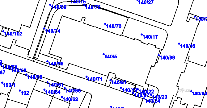 Parcela st. 140/5 v KÚ Karviná-město, Katastrální mapa