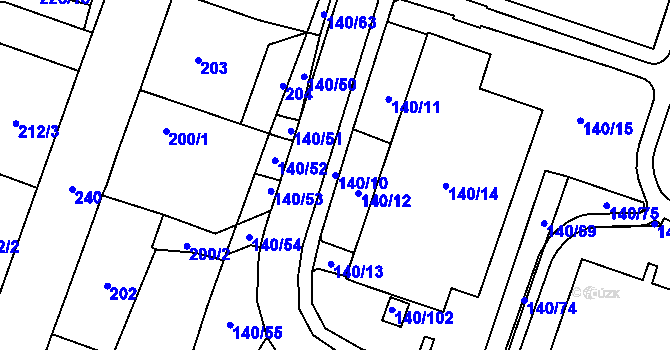 Parcela st. 140/10 v KÚ Karviná-město, Katastrální mapa