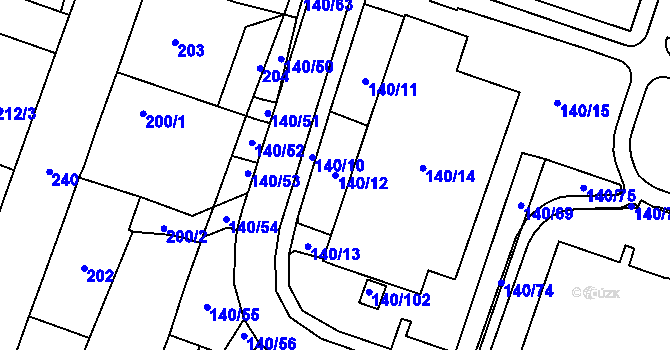 Parcela st. 140/12 v KÚ Karviná-město, Katastrální mapa