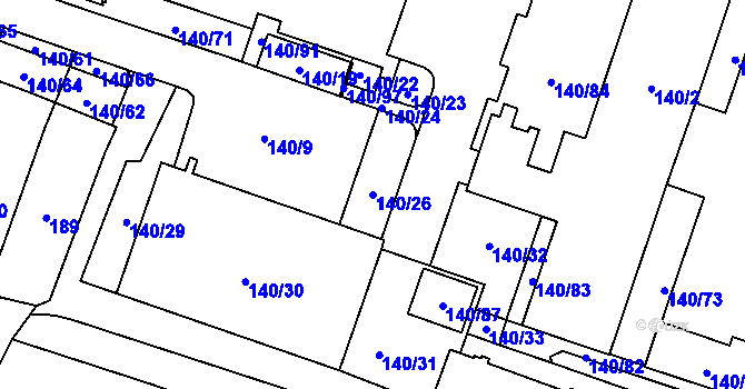 Parcela st. 140/26 v KÚ Karviná-město, Katastrální mapa