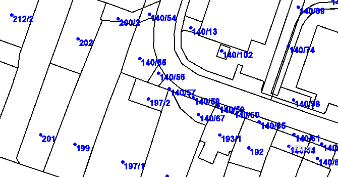 Parcela st. 140/57 v KÚ Karviná-město, Katastrální mapa
