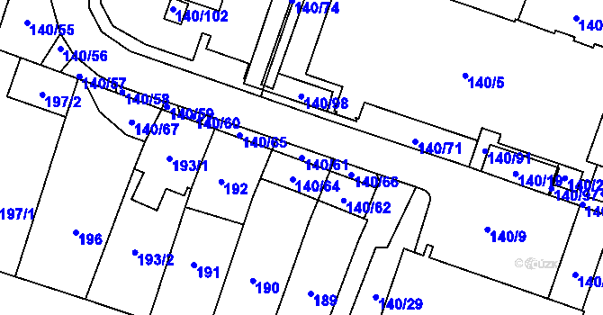 Parcela st. 140/61 v KÚ Karviná-město, Katastrální mapa